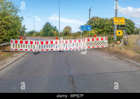 Die M20 in Kent wegen Bauarbeiten geschlossen. Stockfoto