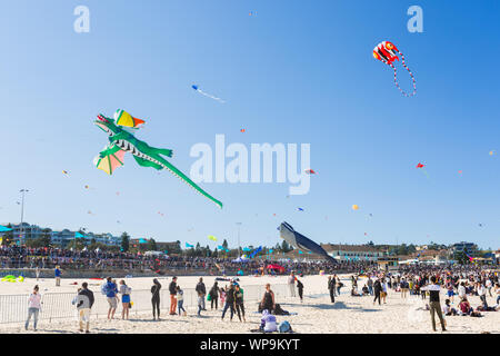 Festival der Winde, Bondi Beach, Sydney. Australiens größter kite Festival. Stockfoto