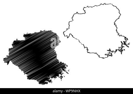 Sodermanland County (Grafschaften von Schweden, Königreich Schweden) Karte Vector Illustration, scribble (sörmlands Skizze Södermanlands Län, Sörmland) Karte anzeigen Stock Vektor