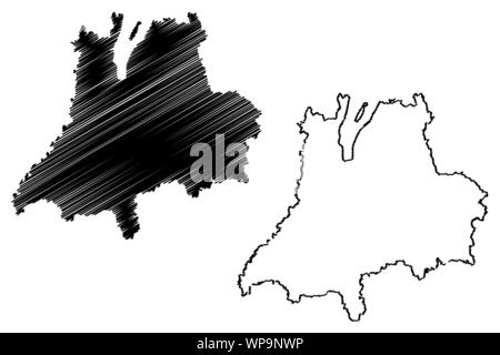 Jonkoping County (Grafschaften von Schweden, Königreich Schweden) Karte Vektor-illustration, kritzeln Skizze Jönköping Karte Stock Vektor