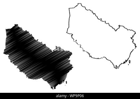 Vasterbotten County (Grafschaften von Schweden, Königreich Schweden) Karte Vektor-illustration, kritzeln Skizze Västerbotten Karte Stock Vektor