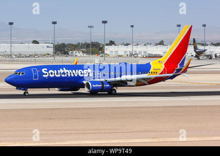 Las Vegas, Nevada - April 9, 2019: Southwest Airlines Boeing 737-800 Flugzeug am Flughafen Las Vegas (LAS) in den Vereinigten Staaten. Stockfoto