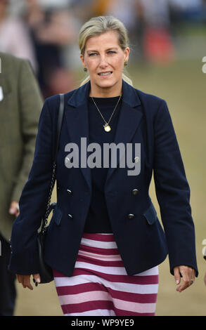 Die Gräfin von Wessex im Land Rover Burghley Horse Trials in Stamford, Lincolnshire. Stockfoto