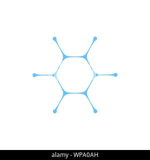 Hexagon metaball Nano cell Element. Abstrakte Wassermolekül Vektor logo Vorlage. Tiermedizin, Wasser, Biologie, Chemie, Wissenschaft Konzept. Vektor Stock Vektor