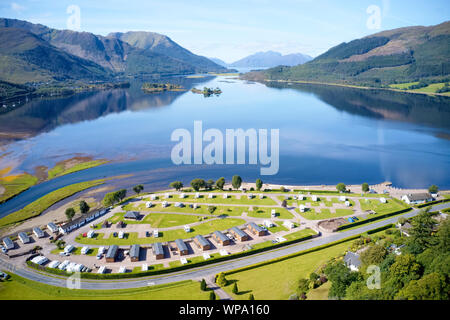 Invercoe Caravan Camping Park in der Nähe von Trencin Antenne birdseye View in den Highlands Schottland Stockfoto