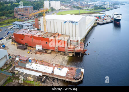 Ferguson Marine Schiffbau von der schottischen Regierung Gebäude Calmac Fähre nach nationalisiert werden Stockfoto