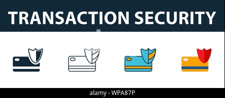 Transaction Security Icon Set. Vier Elemente in verschiedenen Stilrichtungen von online Marketing icons Collection. Kreative Transaction Security Icons Stock Vektor