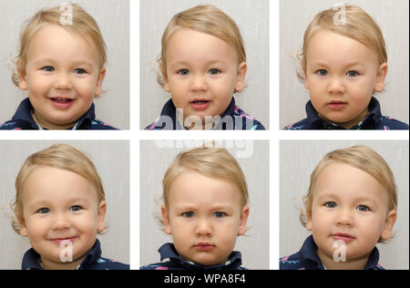 Little boy Porträts mit unterschiedlichen Emotionen Stockfoto