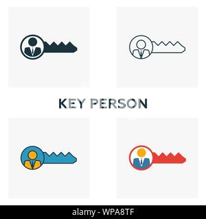 Wichtige Person Icon Set. Vier Elemente in verschiedenen Stilrichtungen von Humanressourcen icons Collection. Kreative Person Icons, Outline, farbige und Stock Vektor