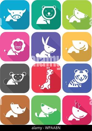 Schönen weißen Wildlife animal Cartoon in flachen Farbe mit langen Schatten", geeignet für die Umwelt, die Tier- und Pflanzenwelt und wilde job Design, Vektor, Abbildung Stock Vektor