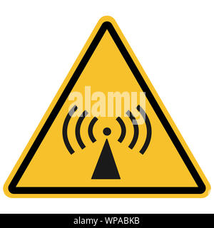 Warnschild - Nichtionisierende Strahlung, warnsymbol Vector Illustration auf gelbes Dreieck Hintergrund isoliert. Toll für Symbol, Symbol, Zeichen, Beschriftung etc. Stockfoto
