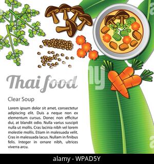 Thai lecker und berühmten Essen Klare Suppe mit isolierten weißen Hintergrund Zutat, Vector Illustration Stock Vektor