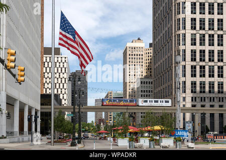 Landschaft Blick auf Downtown Detroit in Michigan, USA Stockfoto