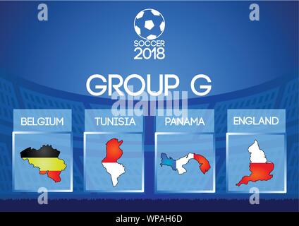 Russland Fußball Endrunde Gruppe g in der Karte auf das Symbol Farbe der Flagge Stock Vektor