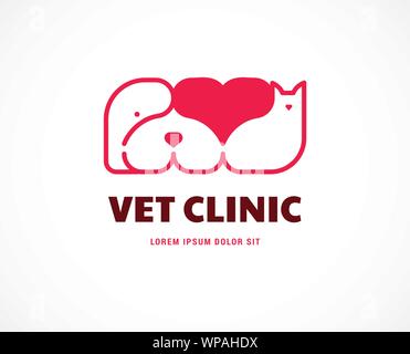 Pet Shop, Tiere tierärztliche Klinik, Hund und Katze Logo, Symbol. Vektor Design und Illustration Stock Vektor