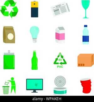 Recycelt tag Icon Set. Flache Satz recycelt Tag Vector Icons für Web Design Stock Vektor