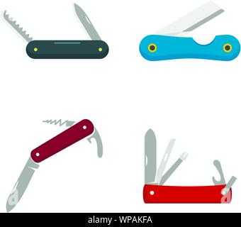 Taschenmesser Symbole gesetzt. Flache Satz Taschenmesser Vector Icons für Web Design Stock Vektor