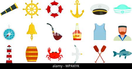 Sailor Symbole gesetzt. Flachbild von Sailor Vector Icons für Web Design Stock Vektor