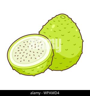 Copao, maihuenia acida Kaktusfrüchte Zeichnung in cute Cartoon Stil. Querschnitt schneiden. Helle Vector Illustration von exotischen und tropischen Früchten. Stock Vektor