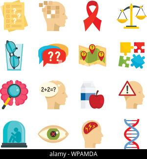 Alzheimers Krankheit Symbole gesetzt. Flachbild der Alzheimers Krankheit Vector Icons für Web Design Stock Vektor