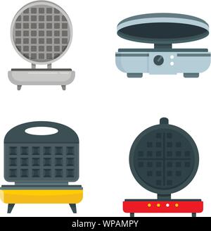 Waffel - Bügeleisen Icon Set. Flache Satz von Waffel - Bügeleisen Vector Icons für Web Design Stock Vektor