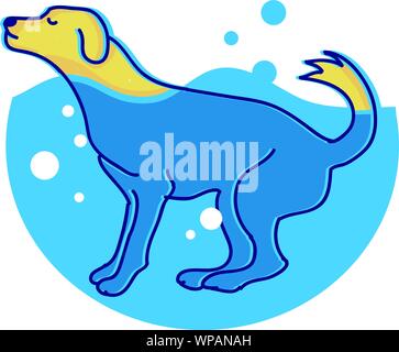 Vektor lustige Hunde oder Welpen schwimmen im Wasser oder Umfragen Stock Vektor