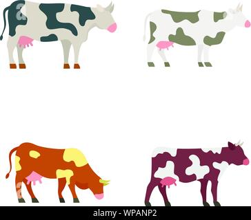 Kuh Symbole gesetzt. Flache Satz von Kuh Vector Icons für Web Design Stock Vektor