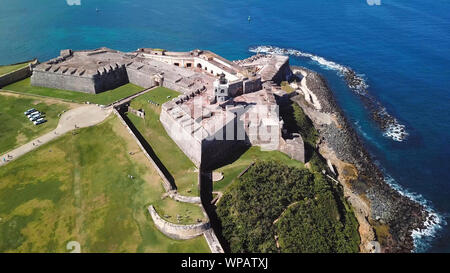 Luftaufnahme von Castillo San Felipe del Morro in San Juan, Puerto Rico. Stockfoto