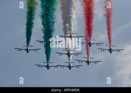 Monza, Italien. 8. Sep 2019. Frecce Tricolori Air Display vor dem Formel 1 Grand Prix im Autodromo Nazionale Monza in Monza, Italien. Credit: James Gasperotti/ZUMA Draht/Alamy leben Nachrichten Stockfoto