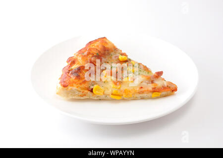 Schneiden Sie slice Pizza closeup auf weißem Hintergrund Stockfoto