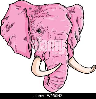 Vektor grafische Darstellung einer stilisierten Elephant Head in rosa Farbe Stock Vektor