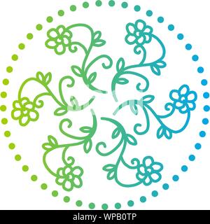 Geometrisch-abstrakte Blumen und Blätter logo Vorlage. Linear floral Emblem in Pastellfarben. Stock Vektor