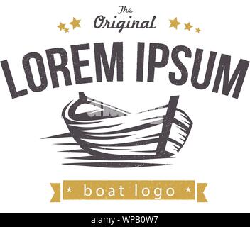 Holzboot. Vintage logo Vector Illustration auf weißem Hintergrund. Stock Vektor