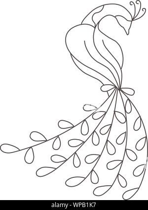 Vector Illustration von Pfau, minimalistischen Monoline-versicherer lineart Umrisse Vogel Symbol logo template Vector Illustration, Stock Vektor