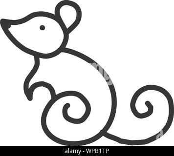 Line vector Abbildung der Maus. Vektor Kontur Wald Tier für Web und Design. Stock Vektor