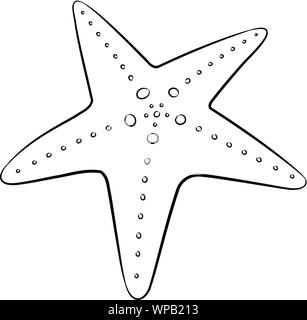 Vector Illustration der schwarzen Linie Kunst Starfish Cartoon auf weißem Hintergrund Stock Vektor