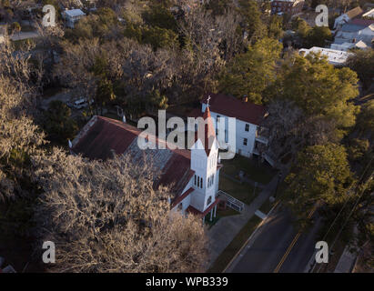 Luftaufnahme der historischen Kirche in Beaufort, South Carolina Stockfoto