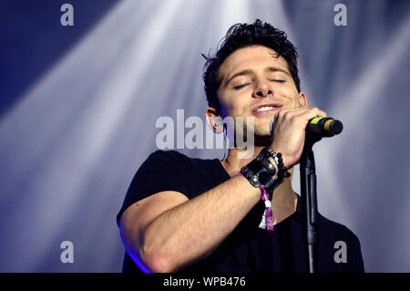 Ross William Wild der Band Spandau Ballet führt live auf der Bühne des rbb 88.8 Pop Helden Festival während der IFA 2019 IFA Sommergarten am 7. September 2019 in Berlin, Deutschland. Stockfoto