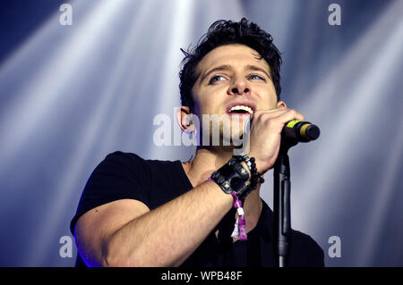 Ross William Wild der Band Spandau Ballet führt live auf der Bühne des rbb 88.8 Pop Helden Festival während der IFA 2019 IFA Sommergarten am 7. September 2019 in Berlin, Deutschland. Stockfoto