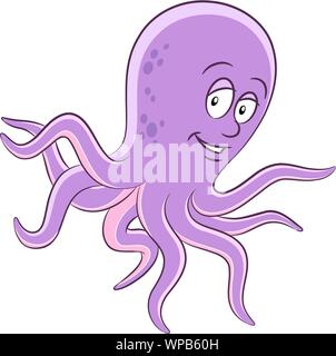 Vector Illustration der farbenfrohen Cartoon Octopus isoliert auf weißem Hintergrund Stock Vektor