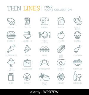 Sammlung von Lebensmitteln in Verbindung stehenden Symbole Stock Vektor