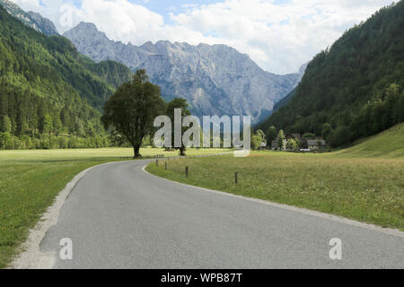 Schöne Logar-tal oder Logarska dolina Park, Slowenien, Europa. Inspiration Reisen unter Kamniker-Savinjer Alpen. Stockfoto