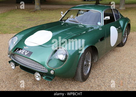 Aston Martin DB4 GT Zagato Ultra-Lightweight (1961) Concours von Eleganz 2019, Hampton Court Palace, East Molesey, Surrey, England, UK, Europa Stockfoto