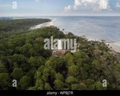 Luftaufnahme von Hunting Island Lighthouse in South Carolina Stockfoto