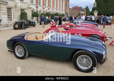 Ferrari 166 MM Barchettas, Concours von Eleganz 2019, Hampton Court Palace, Surrey, England, UK, Europa Stockfoto