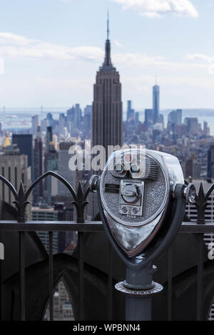 New York City aus dem Rockefeller Center Aussichtsplattform Stockfoto
