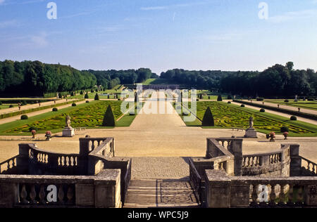 Das Schloss Vaux-le-Vicomte im französischen Maincy, bei Melun im Département Seine-et-Marne (Region Île-de-France) und sein Park wurden in den Jahren Stockfoto