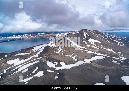 Öskjuvatn Askja Island Mountain und eisige Kälte Crater Lake im zentralen Hochland von Island Stockfoto