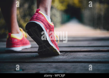 In der Nähe Bild von Läufern Schuhe Stockfoto