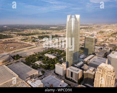 Luftbild der Innenstadt von Oklahoma City, USA. Stockfoto
